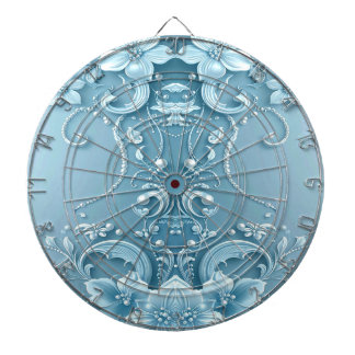 Cible de fléchettes décorative florale bleue