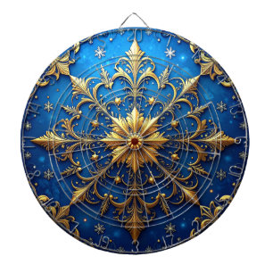 Cible de fléchettes décorative florale bleue