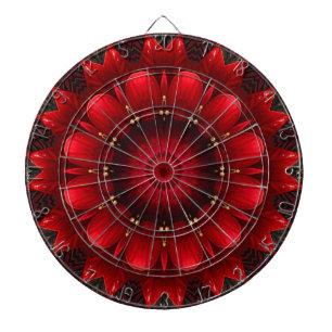 Cible de fléchettes décorative florale rouge