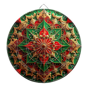 Cible de fléchettes décorative florale rouge et ve