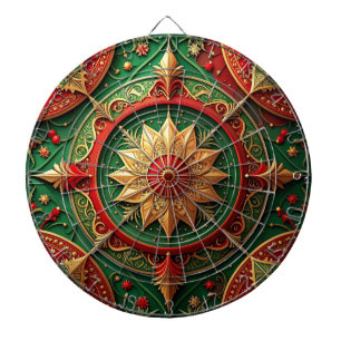 Cible de fléchettes décorative florale rouge et ve
