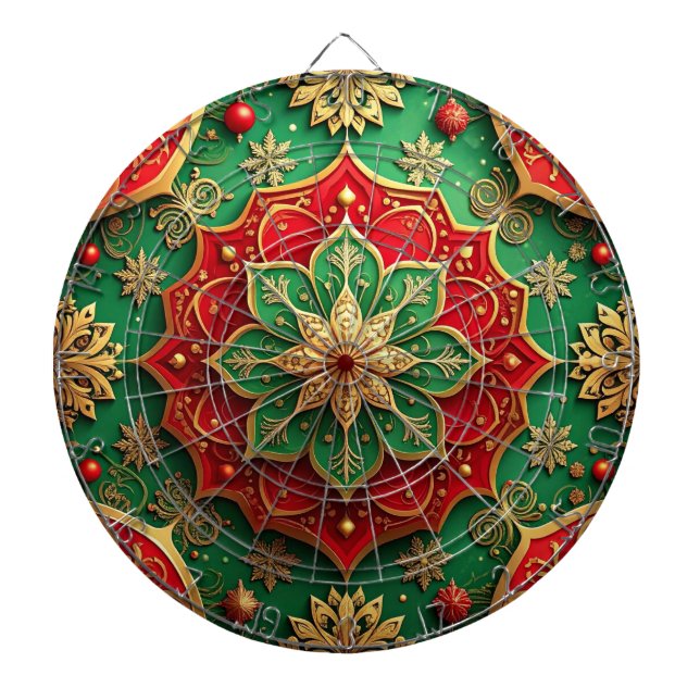 Cible de fléchettes décorative florale rouge vert (Devant)