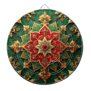 Cible de fléchettes décorative florale rouge vert