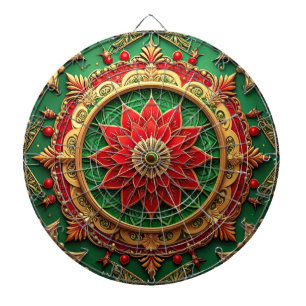 Cible de fléchettes décorative florale rouge verte