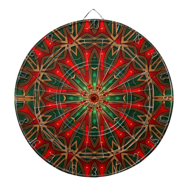 Cible de fléchettes décorative rouge et verte (Devant)