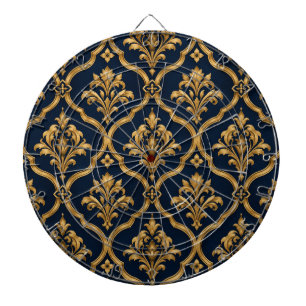 Cible De Fléchettes Design de motif vintage élégant en or et damas mar