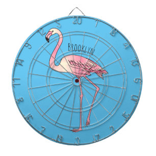 Cible De Fléchettes dessin animé d'oiseau Flamant rose
