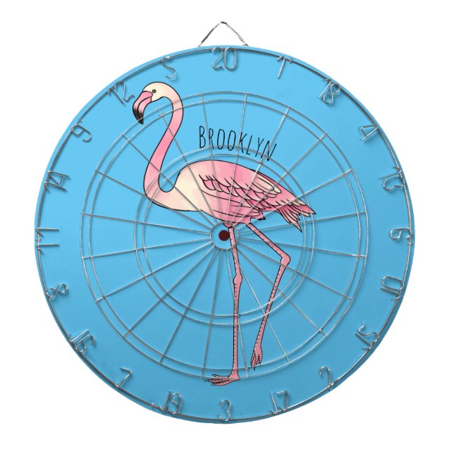 Cible De Fléchettes dessin animé d'oiseau Flamant rose (Devant)