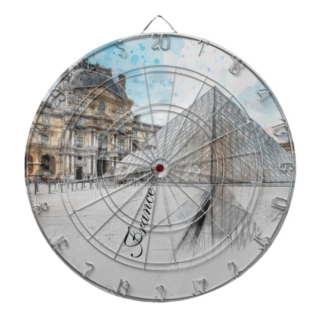 Cible De Fléchettes Dessin aquarelle du Louvre Paris, France (Devant)