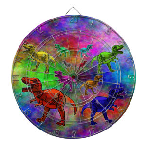 Cible De Fléchettes Dinosaures colorés sur Pastel Arrière - plan