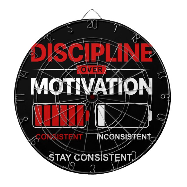 Cible De Fléchettes Discipline Over Motivation – Stay Consistent | Sel (Devant)