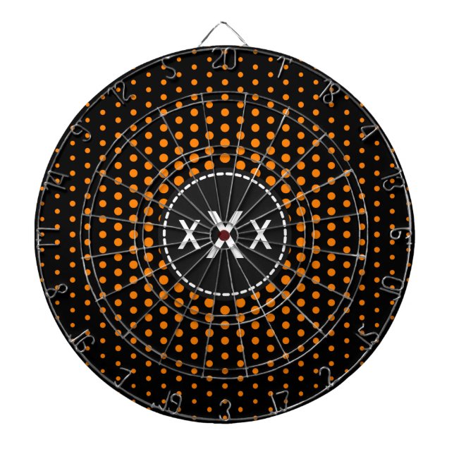 Cible De Fléchettes Dots Techno orange Monogramme moderne (Devant)