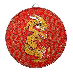 Cible De Fléchettes Dragon jaune de Sun sur le rouge