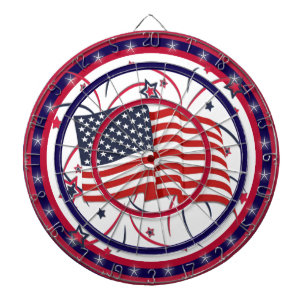 Cible De Fléchettes Drapeau américain rouge blanc et bleu régulation