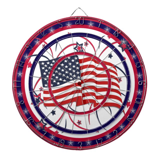 Cible De Fléchettes Drapeau américain rouge blanc et bleu régulation (Devant)