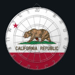 Cible De Fléchettes Drapeau de l'Ours de la République de Californie :<br><div class="desc">Le drapeau de la République de Californie est un symbole de l'éphémère République du drapeau à l'ours, qui a existé pendant une période de 25 jours en 1846. Le drapeau est un dessin simple avec une seule étoile rouge sur fond blanc. L'étoile est censée représenter l'état de l'étoile solitaire, et...</div>