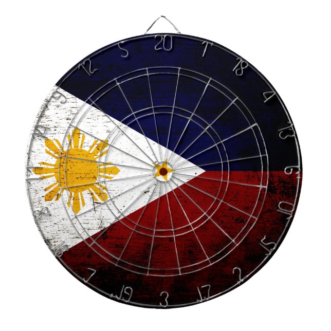 Cible De Fléchettes Drapeau des Philippines Black Grunge (Devant)