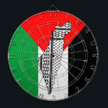 Cible De Fléchettes Drapeau palestinien et carte avec Motif Keffiyeg<br><div class="desc">Palestine Carte et drapeau avec Keffiyeh Motif Design symbole de résistance et de liberté. Si l'on remonte aux années 1960 et à l'émergence du mouvement de résistance palestinienne, l'homme politique palestinien de premier plan, Yasser Arafat, a renforcé ce sens derrière le keffiyeh. Le keffiyeh est devenu la marque de commerce...</div>