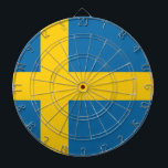 Cible De Fléchettes Drapeau Suède<br><div class="desc">Drapeau de la Suède: "För Sverige - I tiden" → "Toujours pour la Suède" ou "Pour la Suède,  en notre temps".
Il est composé d'une croix scandinave jaune sur un beau fond bleu.</div>