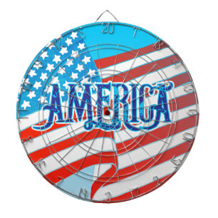 Cible De Fléchettes Drapeau USA Texte Grunge Vintage Couleur Bleue AMÉ