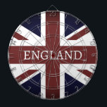 Cible De Fléchettes Drapeau vintage britannique Union Jack tableau de<br><div class="desc">Panneau de fléchettes vintage British Union Jack. Design patriotique avec drapeau du Royaume-Uni défraîchi,  Grande-Bretagne,  Angleterre.</div>