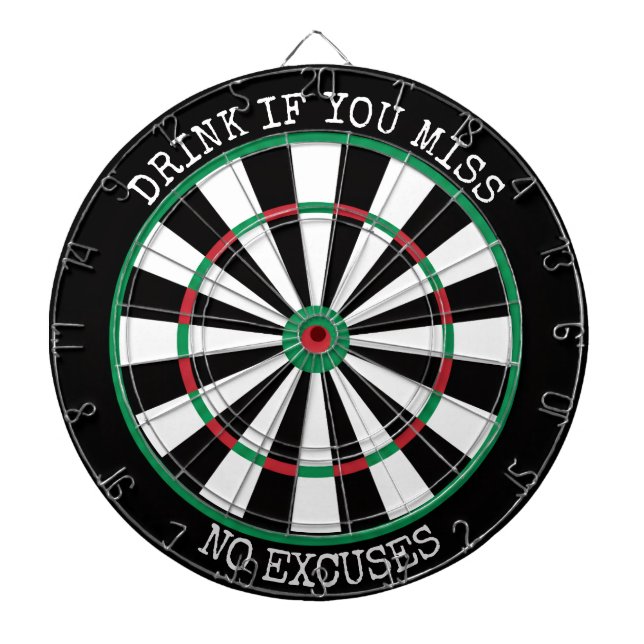 Cible De Fléchettes Drink If You Miss – No Excuses Dartboard (Devant)