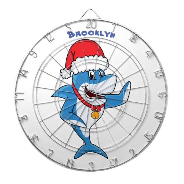 Cible De Fléchettes Drôle dessin animé de requin de Noël (Devant)