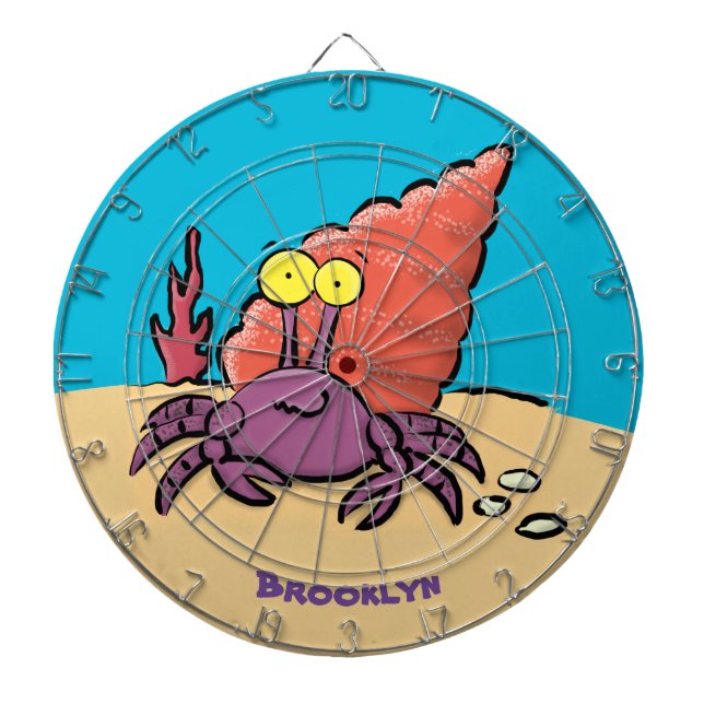 Cible De Fléchettes Drôle mignon caricature pourpre crabe ermite (Devant)