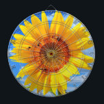 Cible de flechettes du tournesol et des abeilles j<br><div class="desc">Cibles de flechettes avec Tournesol Jaune et Abeilles sur Ciel Bleu - Jour d'été - Fleur de Photo Nature - Vous pouvez aussi personnaliser - Choisissez / Ajouter Votre Photo Unique - Image / Texte - Nom / Couleur / Police / Taille / Plus - Faites votre cadeau Dartboard spécial...</div>