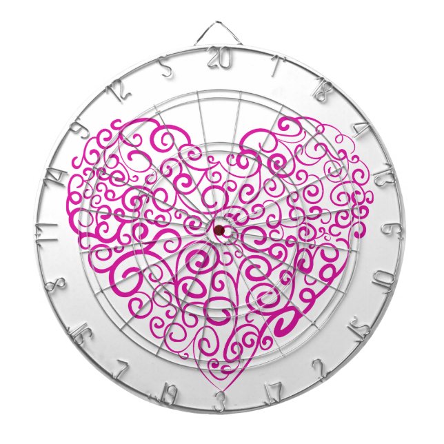 Cible De Fléchettes Écriture spirale coeur rose pour la Saint Valentin (Devant)