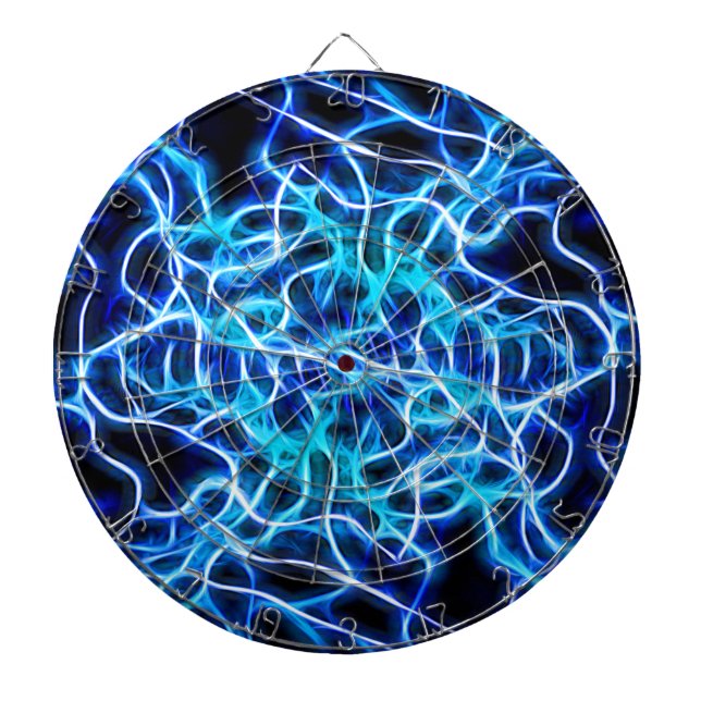 Cible De Fléchettes Electrique Neon Aqua Bleu Turquoise Lightning (Devant)
