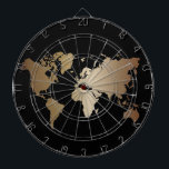Cible De Fléchettes Elégante carte du monde noir et or<br><div class="desc">Elégant fonds Black Honeymoon Carte du monde</div>