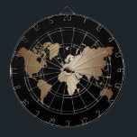 Cible De Fléchettes Elégante carte du monde noir et or<br><div class="desc">Elégant fonds Black Honeymoon Carte du monde</div>