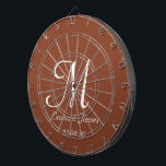 Cible De Fléchettes Élégante Terracotta & Monogramme blanc Nom initial<br><div class="desc">Élégante Terracotta et Monogramme blanc Nom initial Cible de flechettes personnalisée</div>