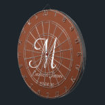 Cible De Fléchettes Élégante Terracotta & Monogramme blanc Nom initial<br><div class="desc">Élégante Terracotta et Monogramme blanc Nom initial Cible de flechettes personnalisée</div>
