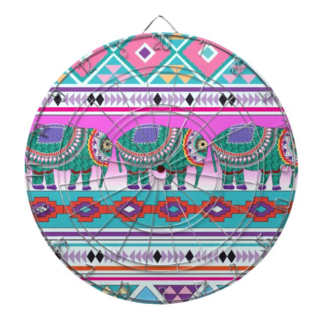 Cible De Fléchettes Eléphant avec Motif aztèque (Devant)
