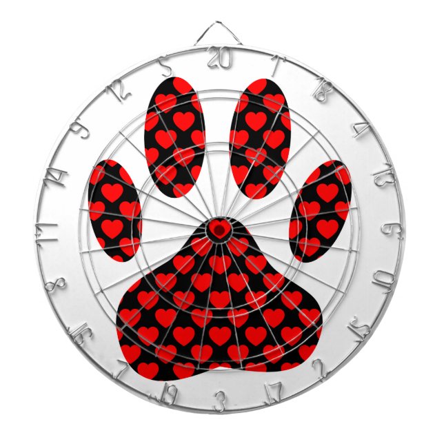 Cible De Fléchettes Empreinte de patte de chien avec les coeurs (Devant)