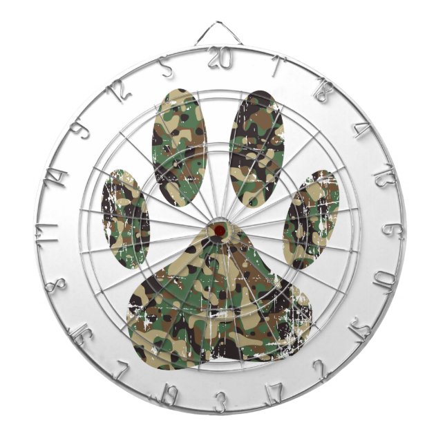 Cible De Fléchettes Empreinte de patte de chien Camo en détresse (Devant)