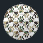 Cible De Fléchettes Empreinte de patte de chien Motif Camo<br><div class="desc">Un motif de camouflage de chien de style dessin animé empreinte de patte. Toutes les images numériques.</div>