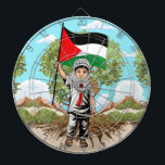 Cible De Fléchettes Enfant avec Keffiyeh Palestine Drapeau et olivier<br><div class="desc">Petit garçon mignon de Gaza,  portant un Keffiyeh,  et tenant le drapeau palestinien,  symbole de liberté et d'indépendance de la Palestine libre. Illustration graphique Vector originale copyright BluedarkArt TheChameleonArt.</div>