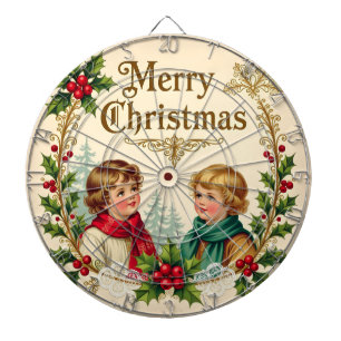 Cible De Fléchettes Enfants victoriens Joyeux Noël vintage