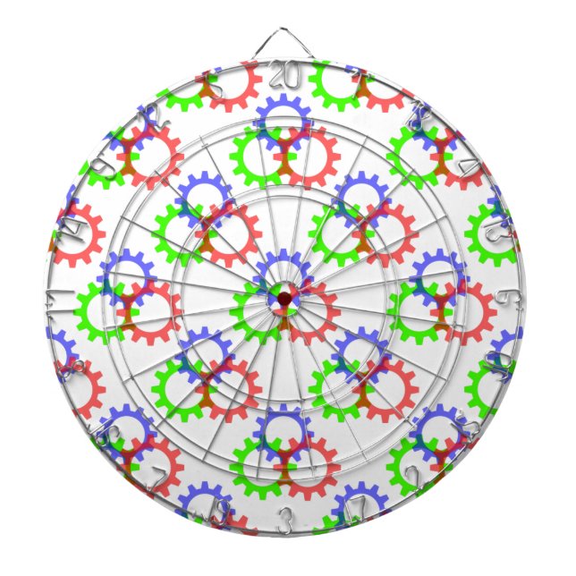 Cible De Fléchettes Engrenages rouges, verts et bleus (Devant)