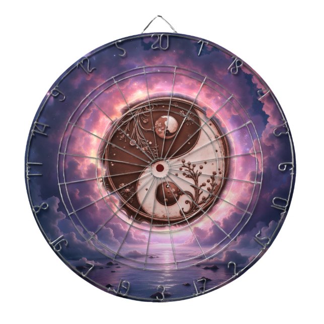 Cible De Fléchettes Équilibre au clair de lune – Yin Yang de la lumièr (Devant)