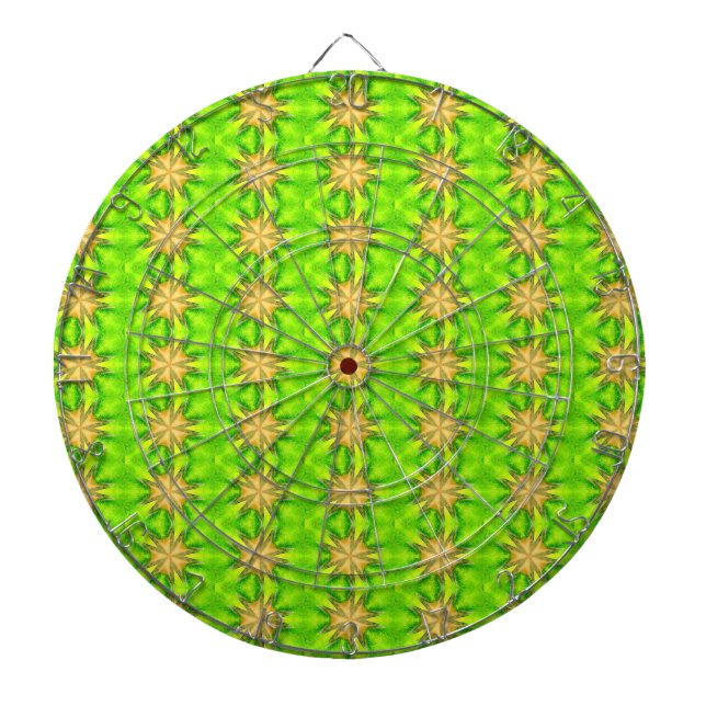 Cible De Fléchettes étoiles or sur tableau de bord vert (Devant)