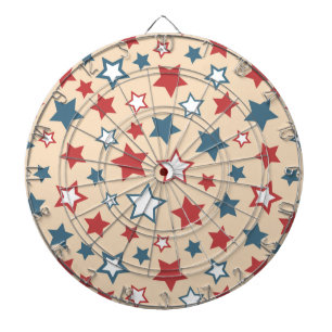 Cible De Fléchettes Étoiles rouges et bleues, 4 juillet, fond beige