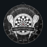 Cible De Fléchettes Famille de bois noir et blanc Nom personnalisé Mar<br><div class="desc">Célébrez votre journée spéciale avec la Cible de flechettes de Mariage de nom personnalisé de famille de bois noir et blanc. Doté d'un design monochrome intemporel, ce tableau de bord peut être personnalisé avec le nom de famille du couple, en faisant un gardien unique ou un cadeau mariage ludique. Parfait...</div>