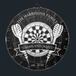 Cible De Fléchettes Famille de bois noir et blanc Nom personnalisé Mar<br><div class="desc">Célébrez votre journée spéciale avec la Cible de flechettes de Mariage de nom personnalisé de famille de bois noir et blanc. Doté d'un design monochrome intemporel, ce tableau de bord peut être personnalisé avec le nom de famille du couple, en faisant un gardien unique ou un cadeau mariage ludique. Parfait...</div>