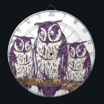 Cible De Fléchettes Famille de hibou géométrique stylisée violet<br><div class="desc">Famille de hibou géométrique stylisée violet</div>