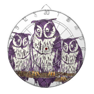Cible De Fléchettes Famille de hibou géométrique stylisée violet