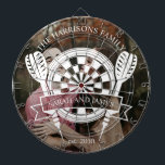 Cible De Fléchettes Famille moderne Nom personnalisé Mariage Photo<br><div class="desc">Le Modern Family Custom Name Mariage Photo Cible de flechettes allie divertissement et ambiance personnelle, avec un design contemporain qui met en valeur une photo de votre choix, le nom du couple et la date du mariage. Ce tableau de bord customisé fait un centre fantastique pour les festivités mariages ou...</div>